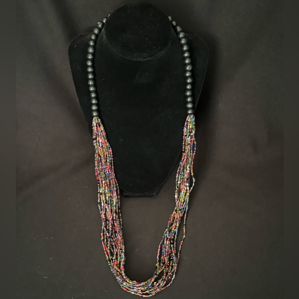 🌷Colorful Multistrand Seed and Wooden Bead Necklace